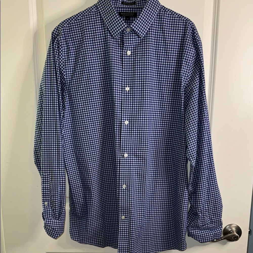 Banana Republic Navy Checkered Button Down Shirt